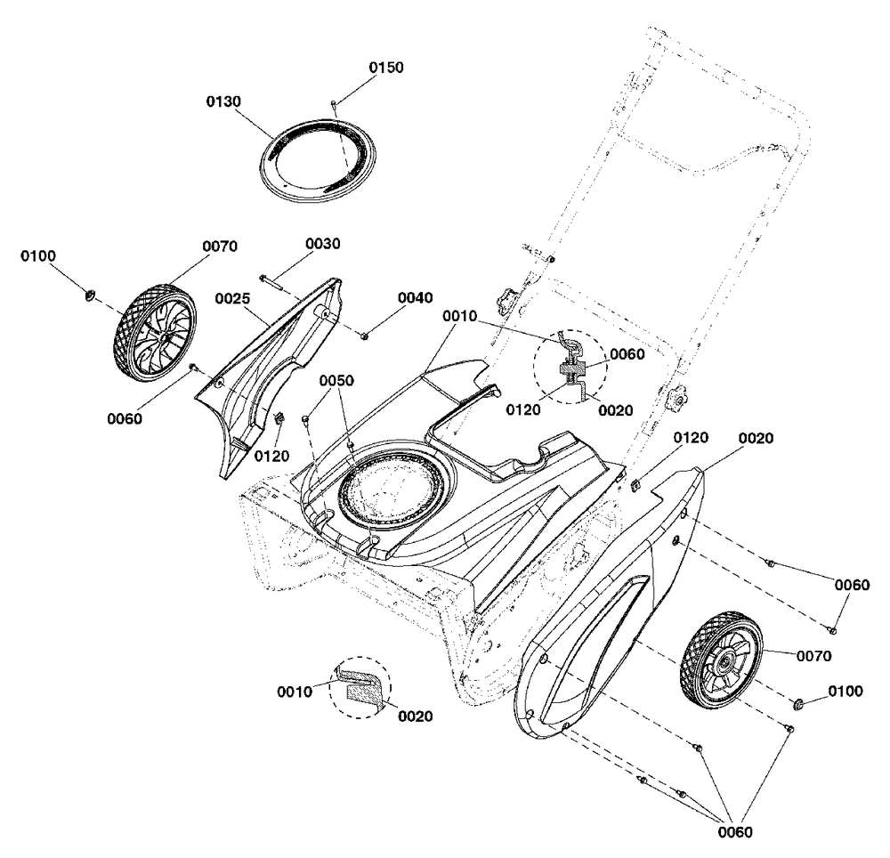 Wheel And Body Covering Group Diagram and Parts List for 1022ER 1696846-00 Simplicity Snow Blower