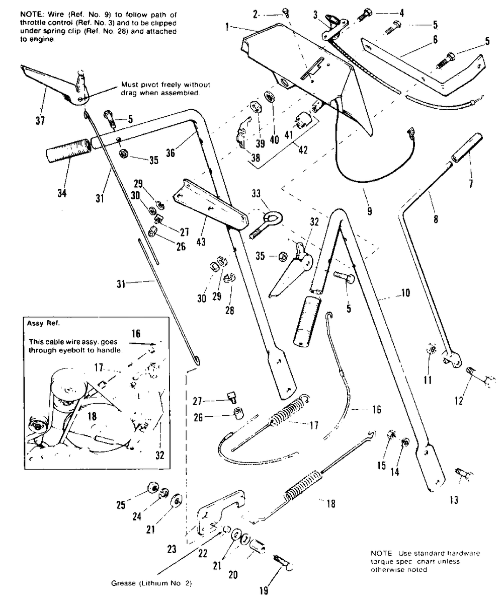 Handles And Controls Group Diagram and Parts List for 1005 1690209 Simplicity Snow Blower