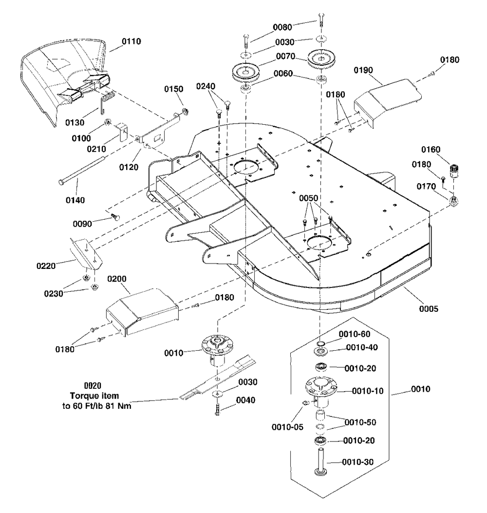 42-Inch Mower Deck - Housing, Arbor And Blade Group (2992339) Diagram and Parts List for 2691455-01  Simplicity Lawn Tractor