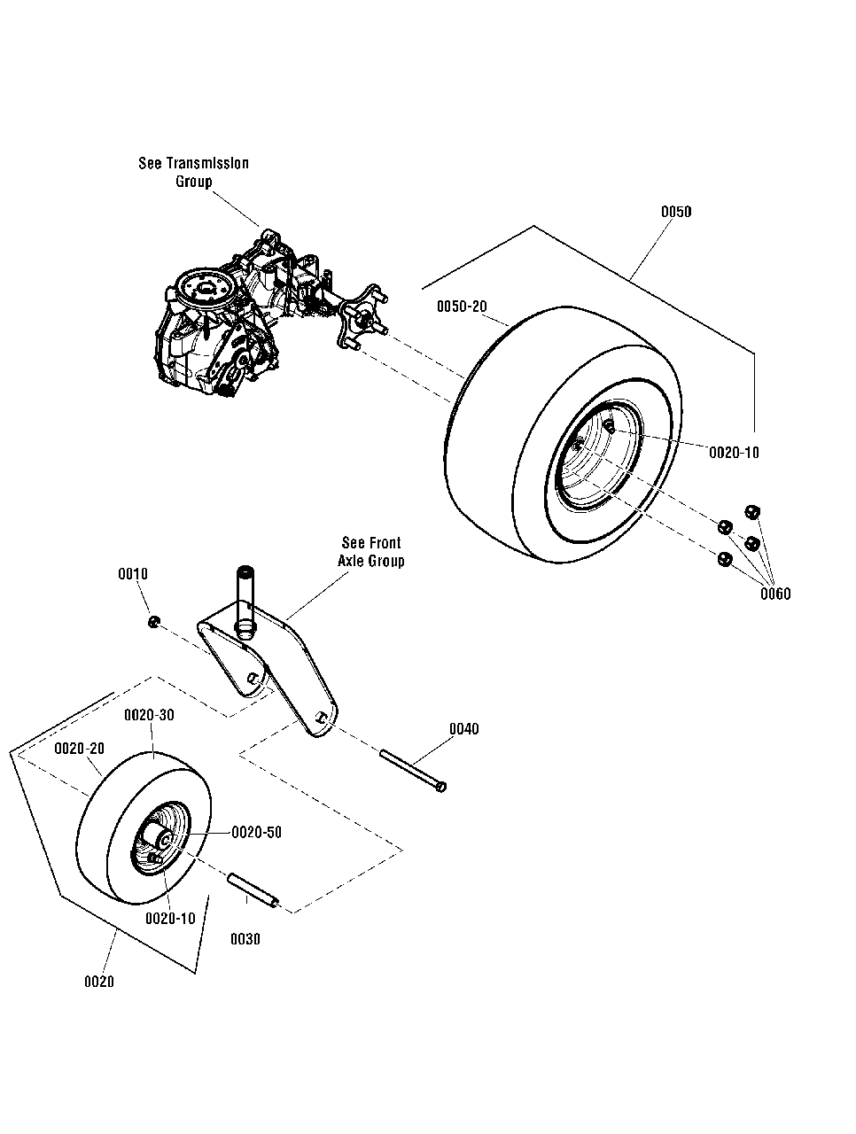 Wheel And Tire Group Diagram and Parts List for ZT2752 2691040-01 Simplicity Lawn Tractor