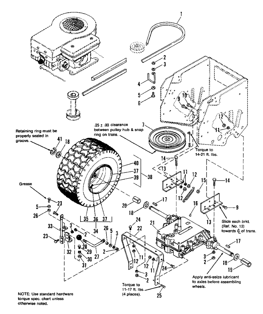 Rear Tires And Drive Group Diagram and Parts List for 4211 1690612 Simplicity Lawn Tractor
