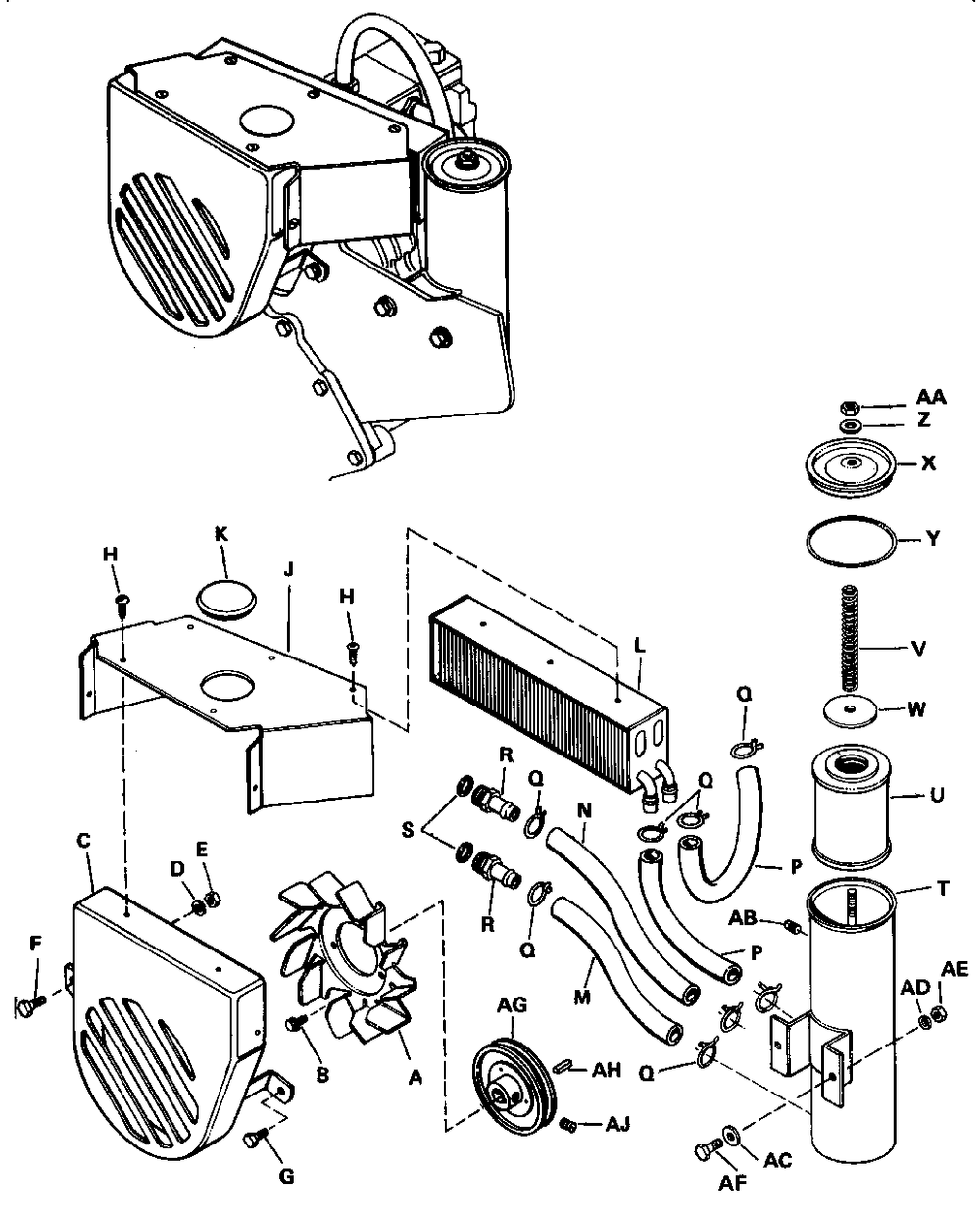 Hydrostatic Cooling Group Diagram and Parts List for 3112H 990499 Simplicity Lawn Tractor