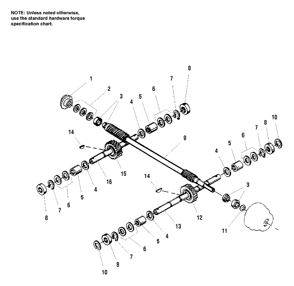 Transmission Assembly Diagram and Parts List for 516RT 1692877 Simplicity Tiller