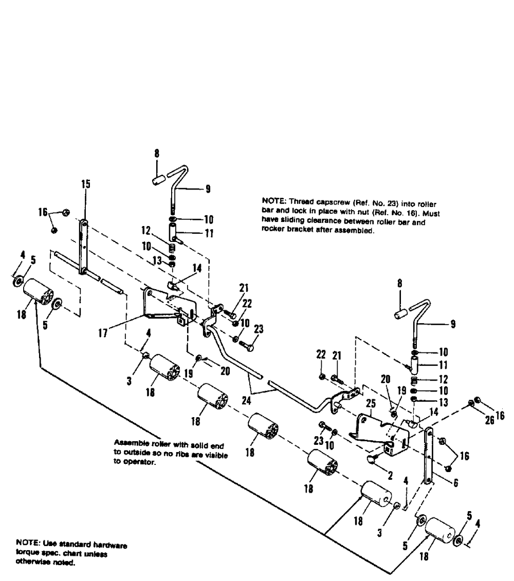 42-Inch Mower Deck-Height Adjusting And Roller Group Diagram and Parts List for 7116H 1690662 Simplicity Lawn Tractor