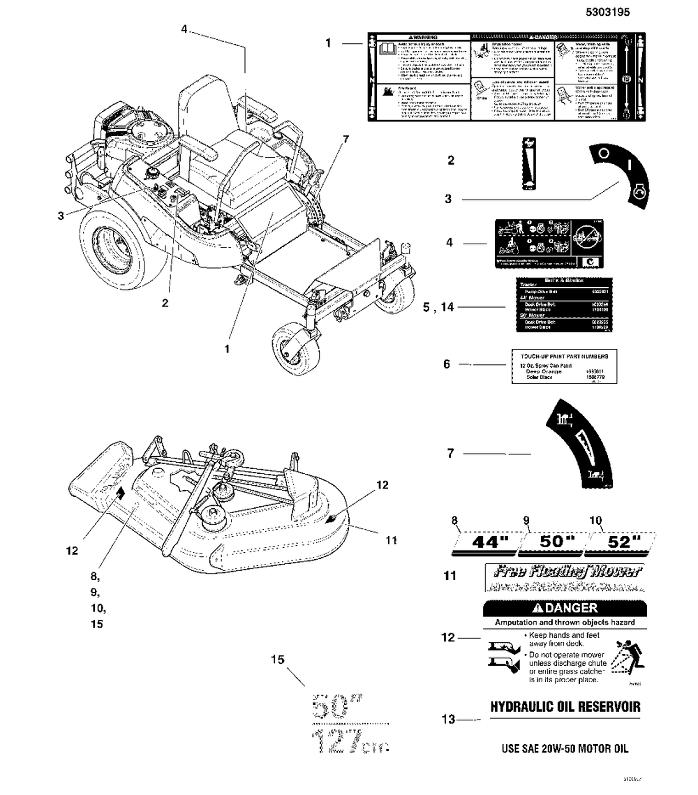 Decals Group - Safety And Common - Domestic Diagram and Parts List for 2650 5900705 Simplicity Lawn Tractor