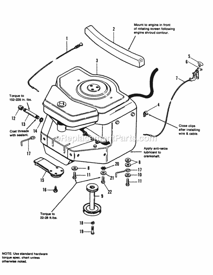 Engine Group (62125  6216) Diagram and Parts List for 1691035  Simplicity Lawn Tractor