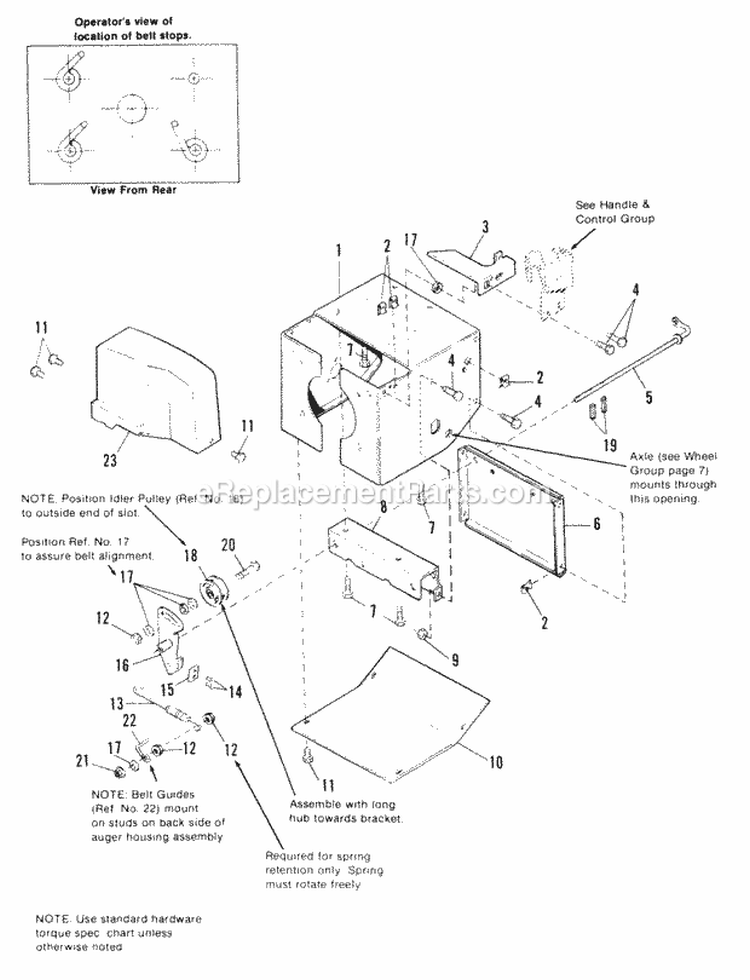 Frame Group Diagram and Parts List for 1691417  Simplicity Snow Blower
