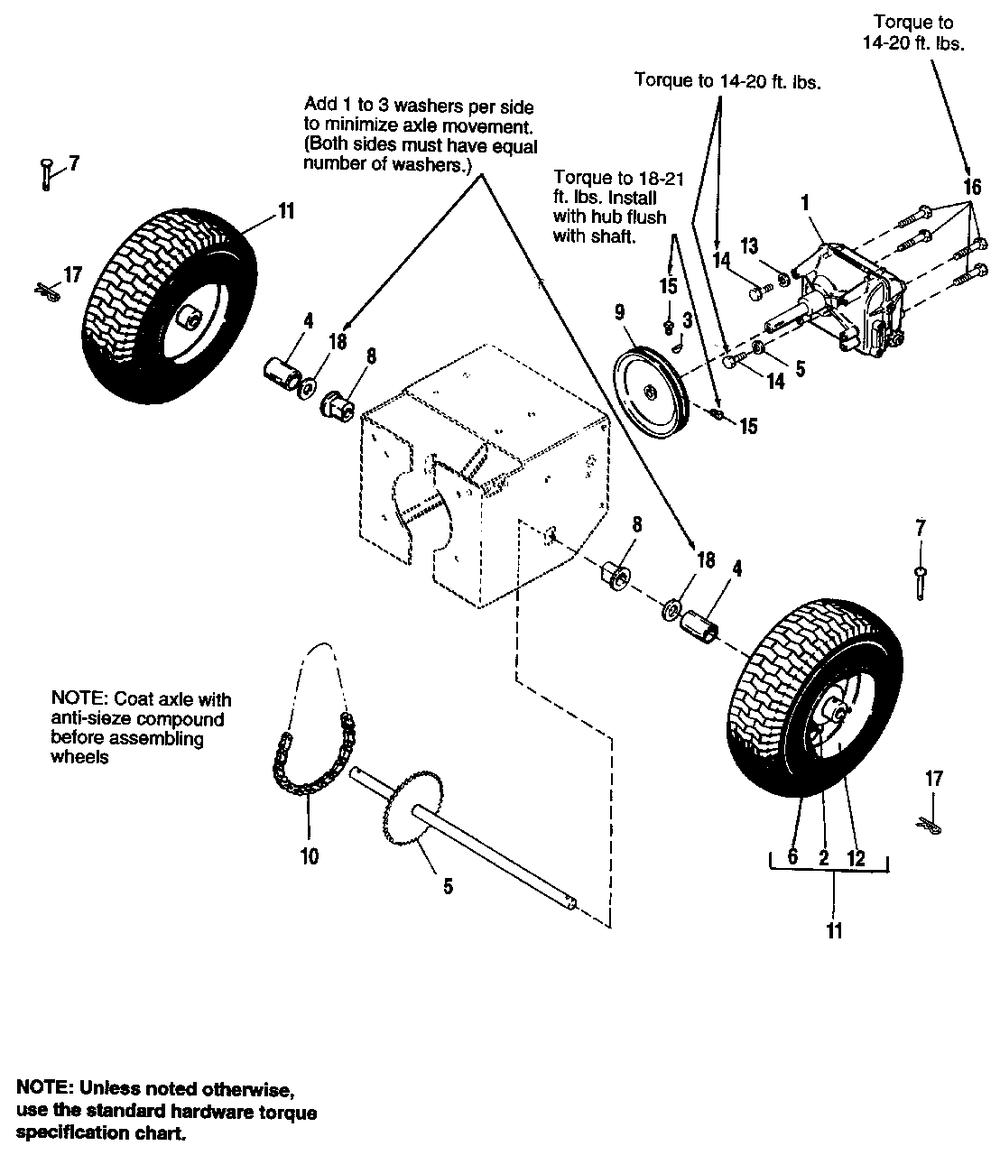 Wheels And Traction Drive Group Diagram and Parts List for 722E 1692615 Simplicity Snow Blower