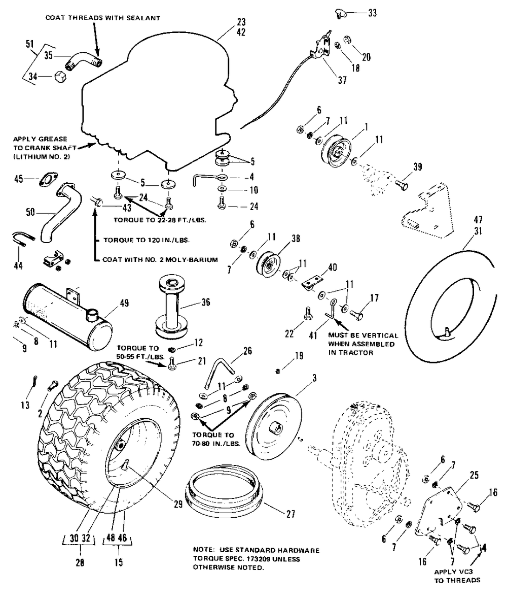 Engine And Drive Group (6008 And 6011) Diagram and Parts List for 6008 1690315 Simplicity Lawn Tractor
