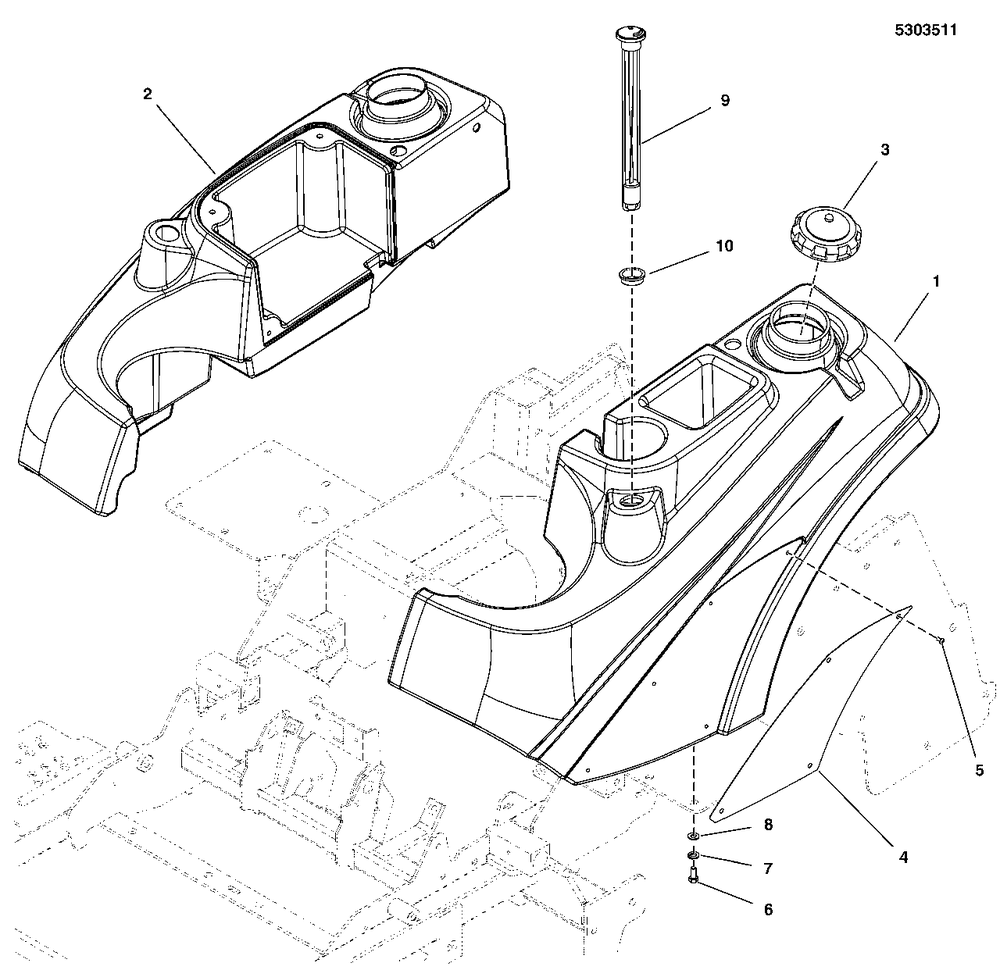 Fuel Tank And Mount Group Diagram and Parts List for 5901985  Simplicity Lawn Tractor