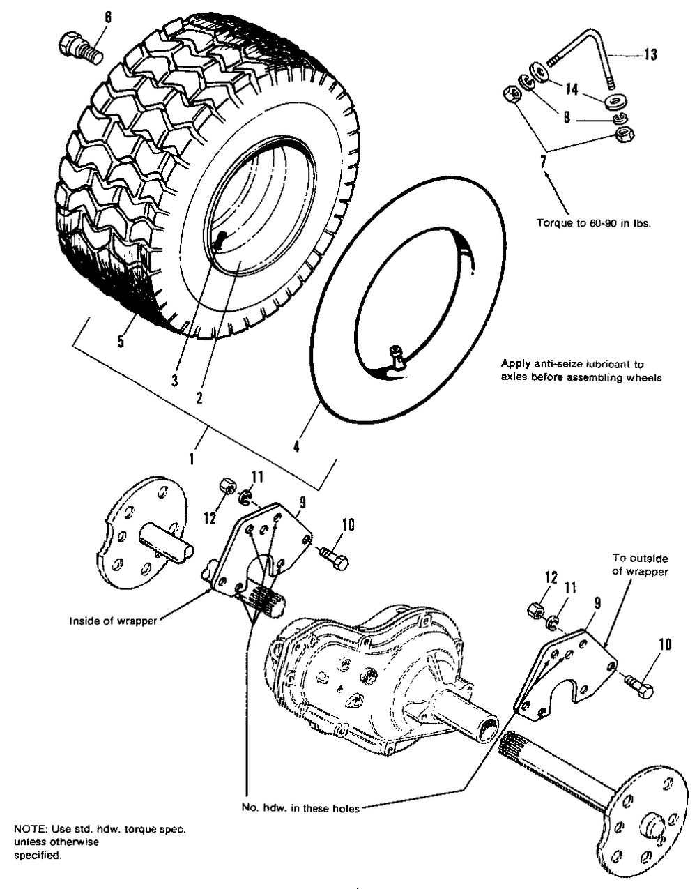 Wheel And Tire Group - Later Models Diagram and Parts List for 6216 1690702 Simplicity Lawn Tractor