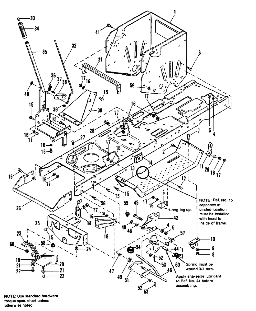 Frame Group Diagram and Parts List for 6211 1691034 Simplicity Lawn Tractor