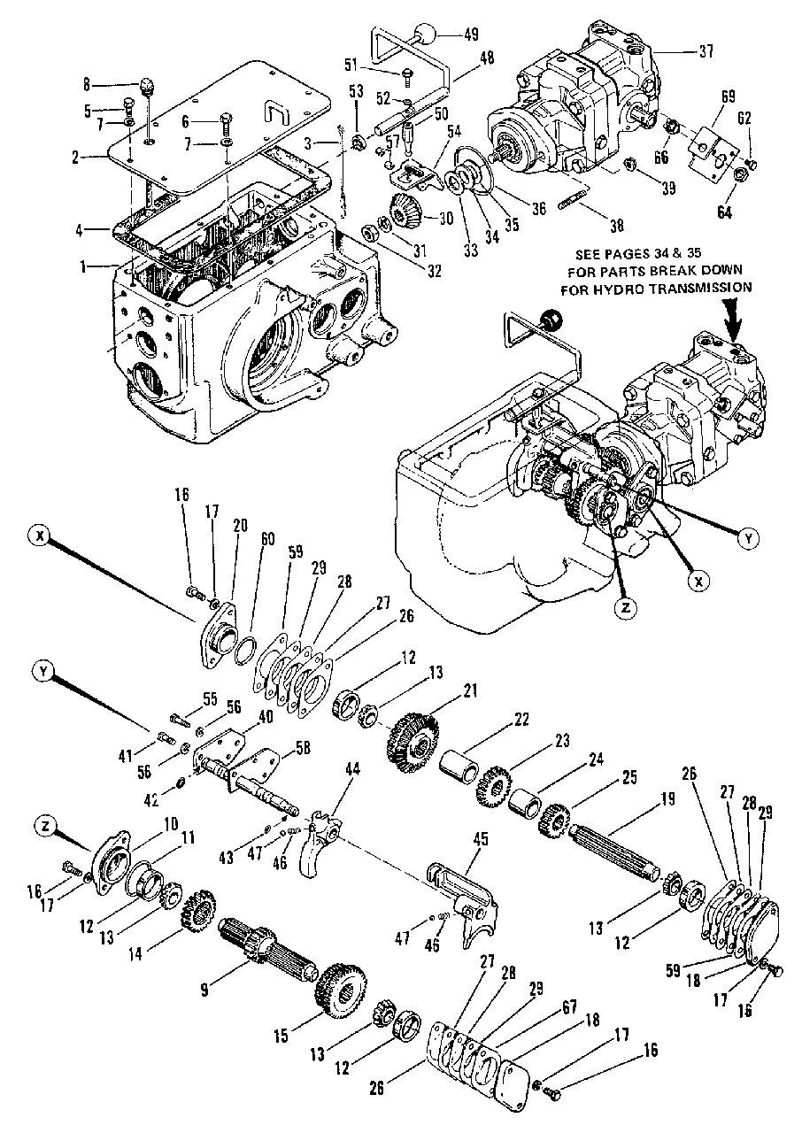 Transmission Group (3506i01) Diagram and Parts List for 9020 1690072 Simplicity Lawn Tractor