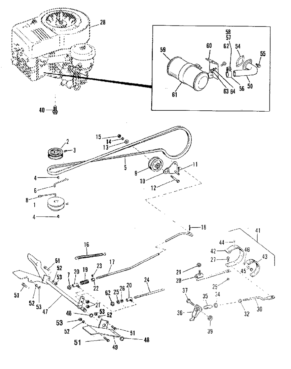Engine Pulley Brake And Clutch Group (2932i04) Diagram and Parts List for 3008 1690090 Simplicity Lawn Tractor