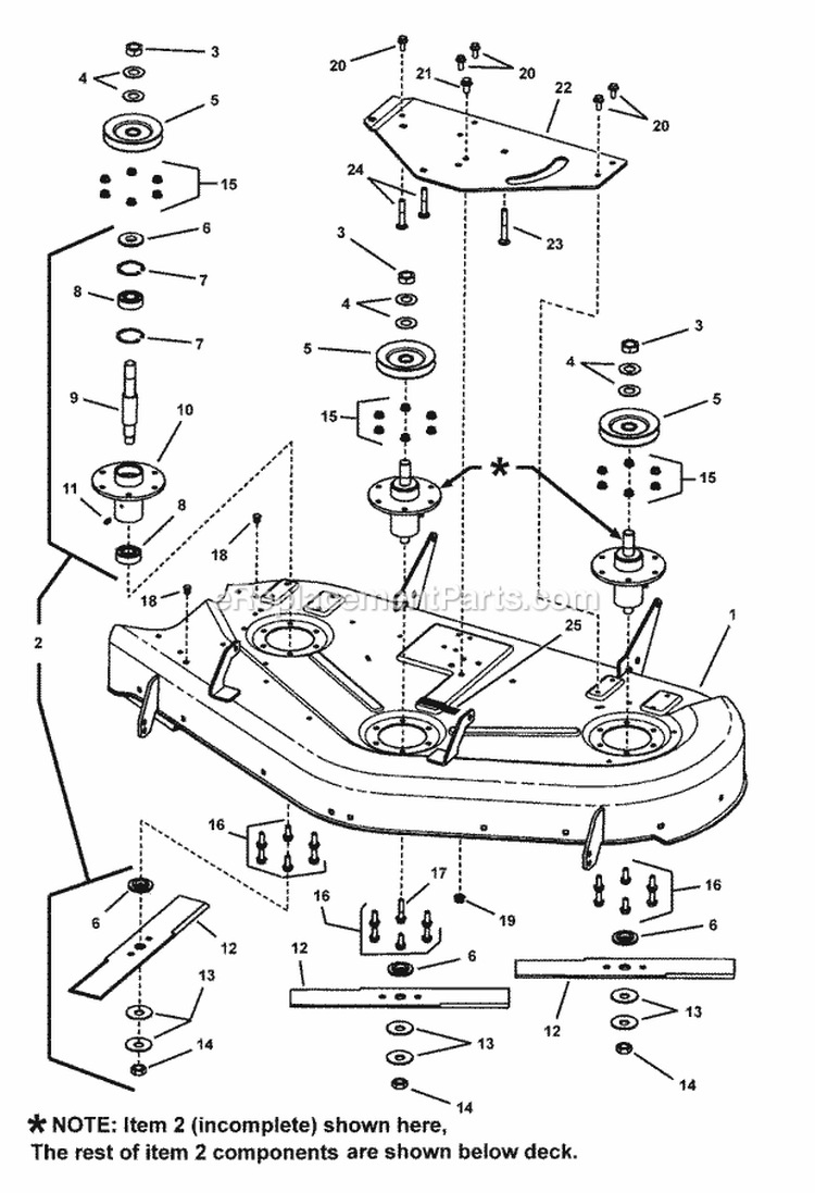 44 Mower Deck - Housing Arbors  Blades Group (CeExport) (Ja44Eurs) Diagram and Parts List for 7800071  Simplicity Lawn Tractor