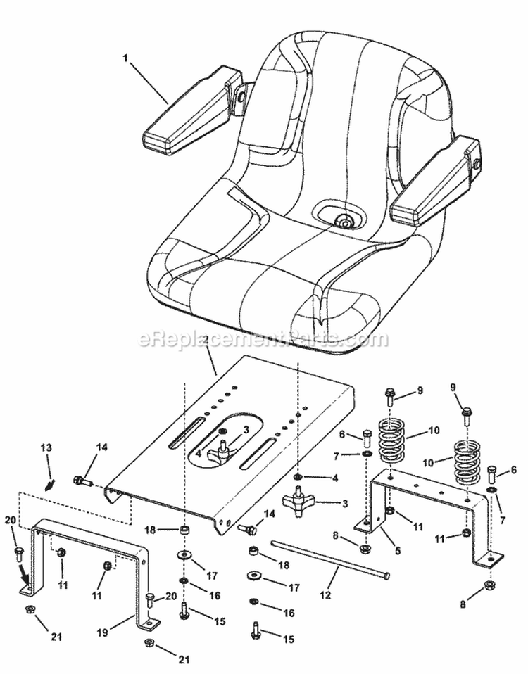Seat Group (Javseatg) Diagram and Parts List for 2690475  Simplicity Lawn Tractor