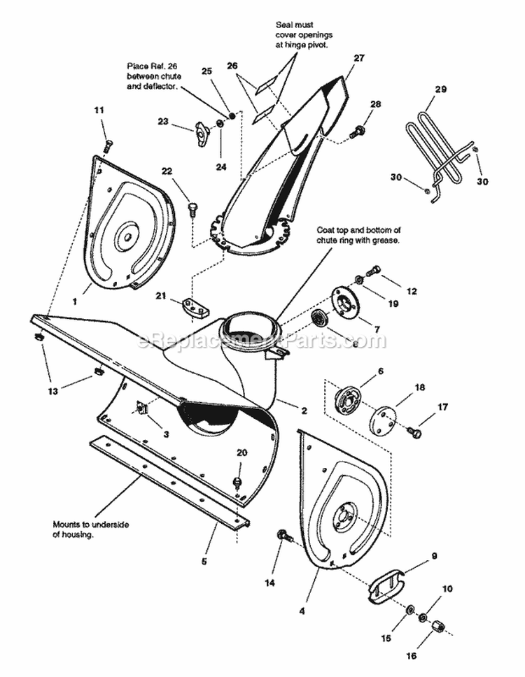 Auger Housing Group (S070Ahgr) Diagram and Parts List for 7800085  Simplicity Snow Blower