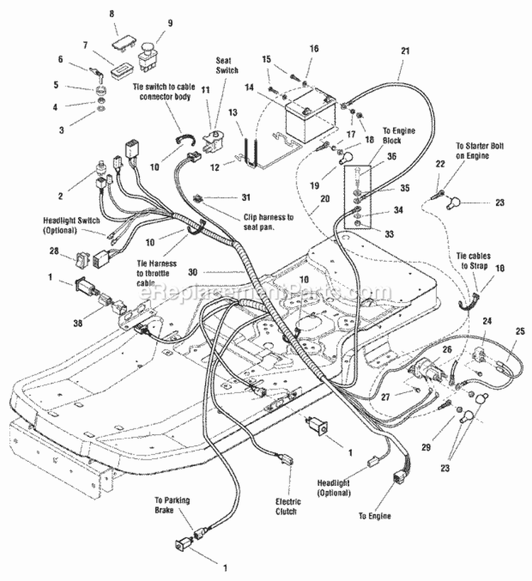 Electrical Group - Main Harness 7103103Yp (7501166) Diagram and Parts List for 7800376  Simplicity Lawn Tractor