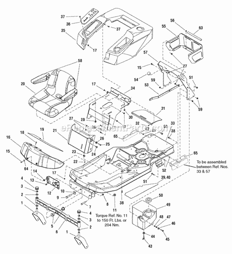 Frame Body  Seat Group (987485 7501103) Diagram and Parts List for 2690771  Simplicity Lawn Tractor