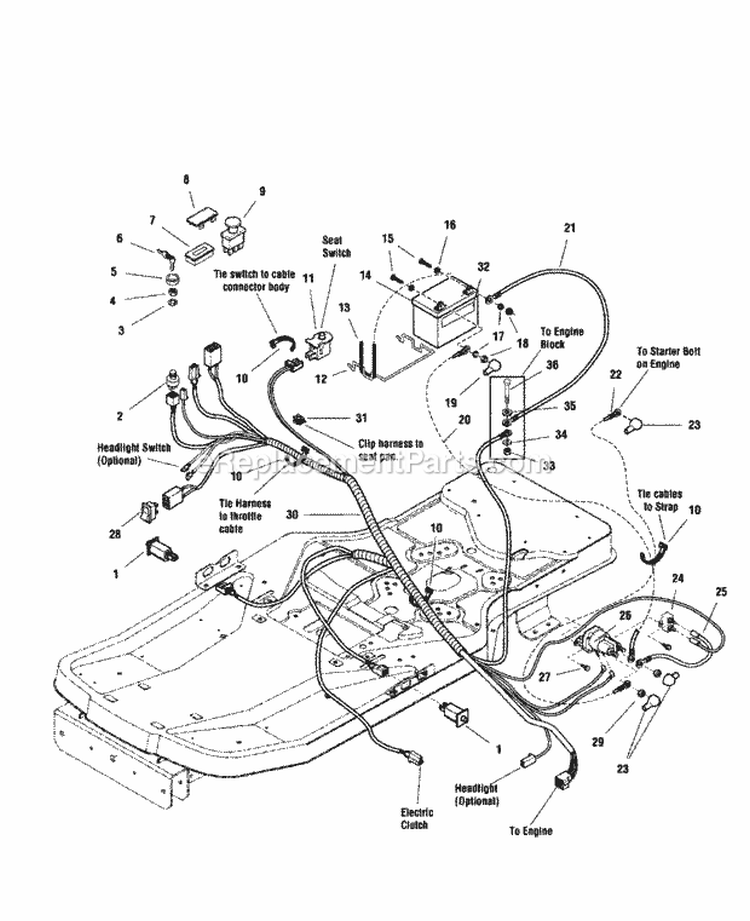 Electrical Group Diagram and Parts List for 7800378  Simplicity Lawn Tractor