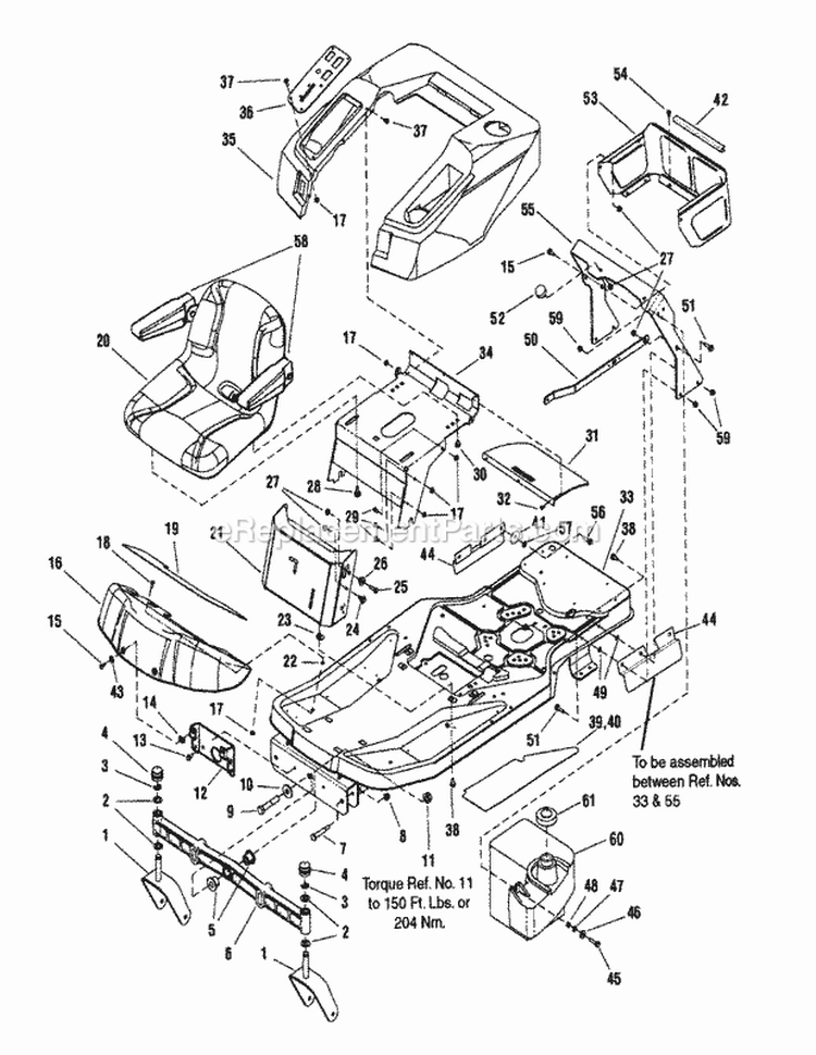 Frame Body  Seat Group Diagram and Parts List for 7800378  Simplicity Lawn Tractor
