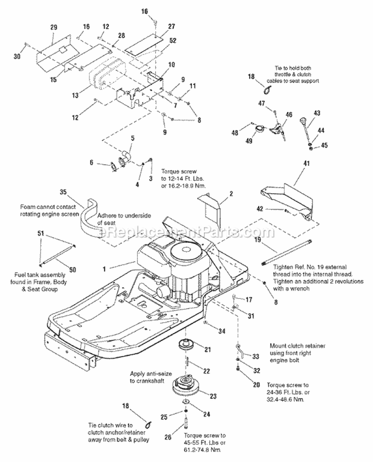 Engine Group - 21 HP Diagram and Parts List for 7800374  Simplicity Lawn Tractor