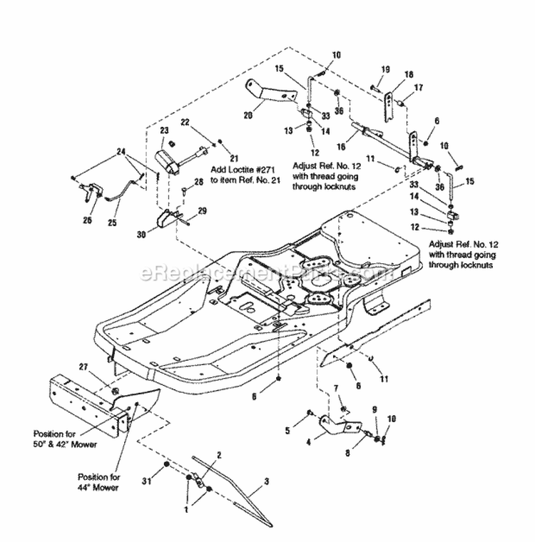Lift Group - 42 Deck Diagram and Parts List for 7800374  Simplicity Lawn Tractor