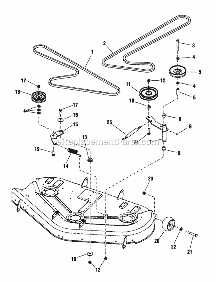 50 Mower Deck - Clutch  Support Group Diagram and Parts List for 7800375  Simplicity Lawn Tractor