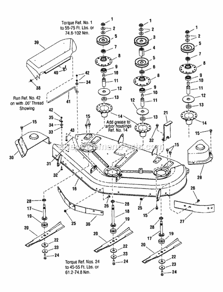50 Mower Deck - Housing  Arbor Group Diagram and Parts List for 7800375  Simplicity Lawn Tractor