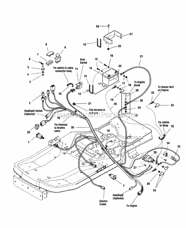 Electrical Group Diagram and Parts List for 7800375  Simplicity Lawn Tractor