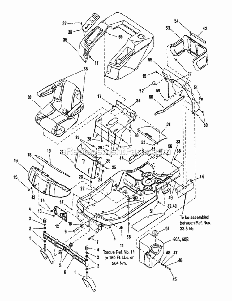 Frame Body  Seat Group Diagram and Parts List for 7800375  Simplicity Lawn Tractor