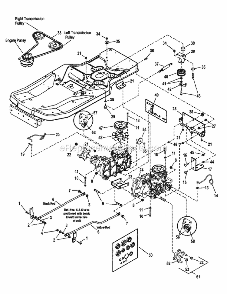 Transmission Group Diagram and Parts List for 7800375  Simplicity Lawn Tractor