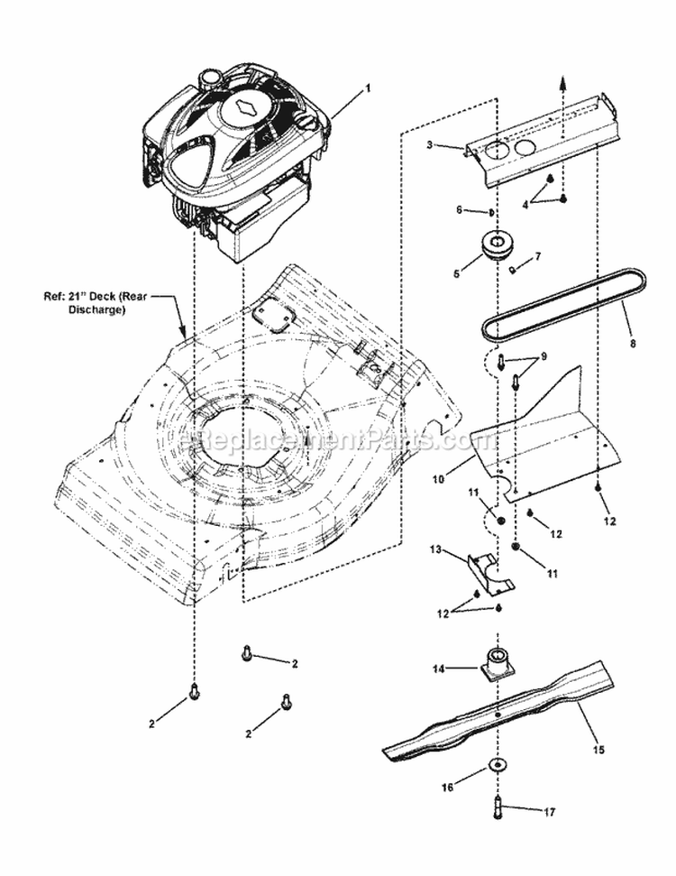 Engine  Blade Assembly Diagram and Parts List for 7800547  Simplicity Lawn Mower