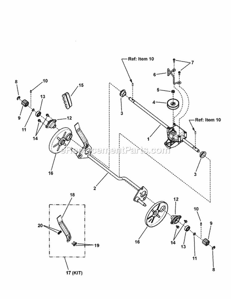 Transmission Group Diagram and Parts List for 7800572  Simplicity Lawn Mower