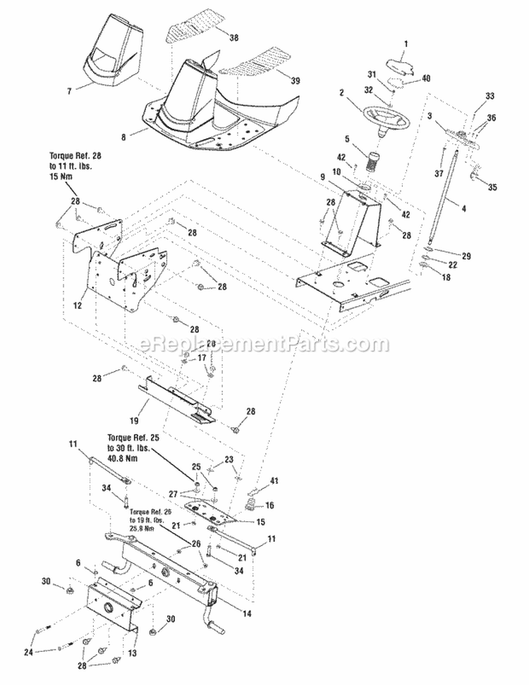 Steering Group (885305B) Diagram and Parts List for 7800675  Simplicity Lawn Tractor