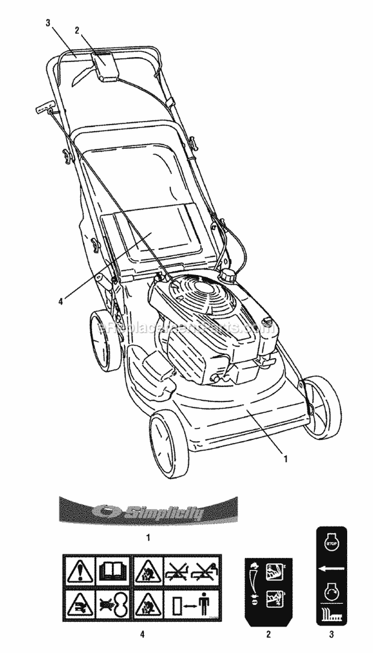 Decal Group (7502120) Diagram and Parts List for 7800720  Simplicity Lawn Mower