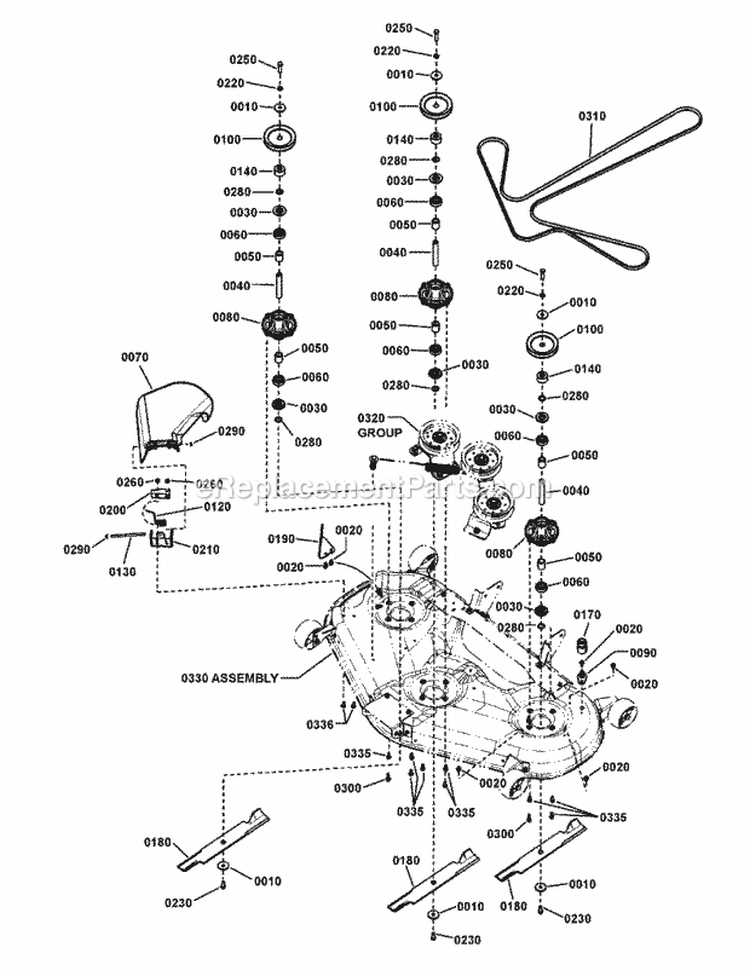 52 Deck Group (7501701C) Diagram and Parts List for 7800766  Simplicity Lawn Tractor