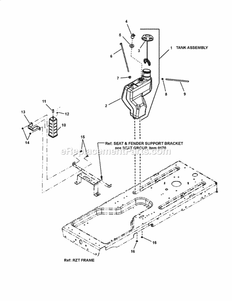 Fuel Tank Group Emissions 50-State (7502193 7502244) Diagram and Parts List for 7800768-01  Simplicity Lawn Tractor