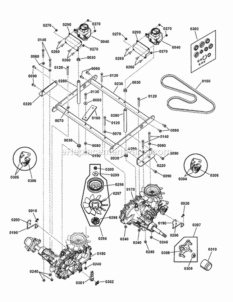 Transaxle Group Zt-2800 (7501591) Diagram and Parts List for 7800768-01  Simplicity Lawn Tractor