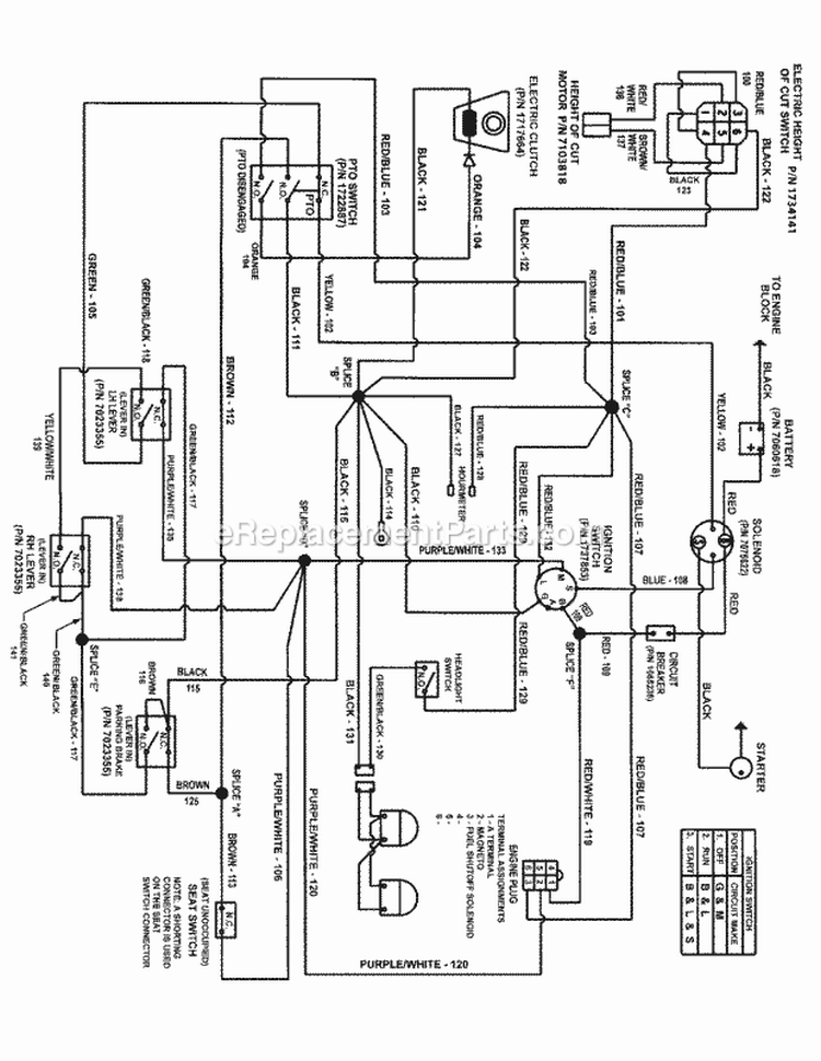 Wiring Schematic (4805Wsche) Diagram and Parts List for 7800768-01  Simplicity Lawn Tractor