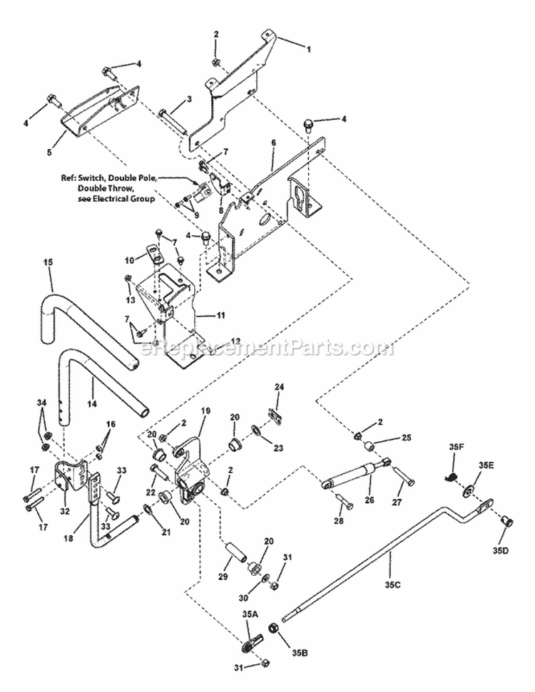 Control Group Rh WElectric Height-Of-Cut Diagram and Parts List for 7800796  Simplicity Lawn Tractor