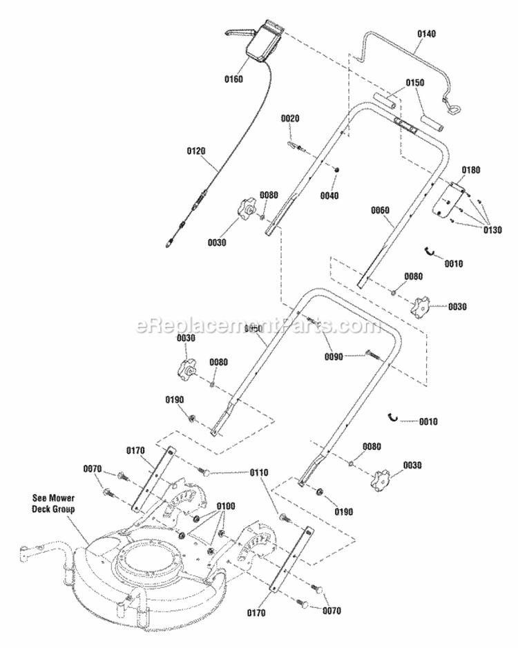 Handle Group (7502129A) Diagram and Parts List for 7800870  Simplicity Lawn Mower