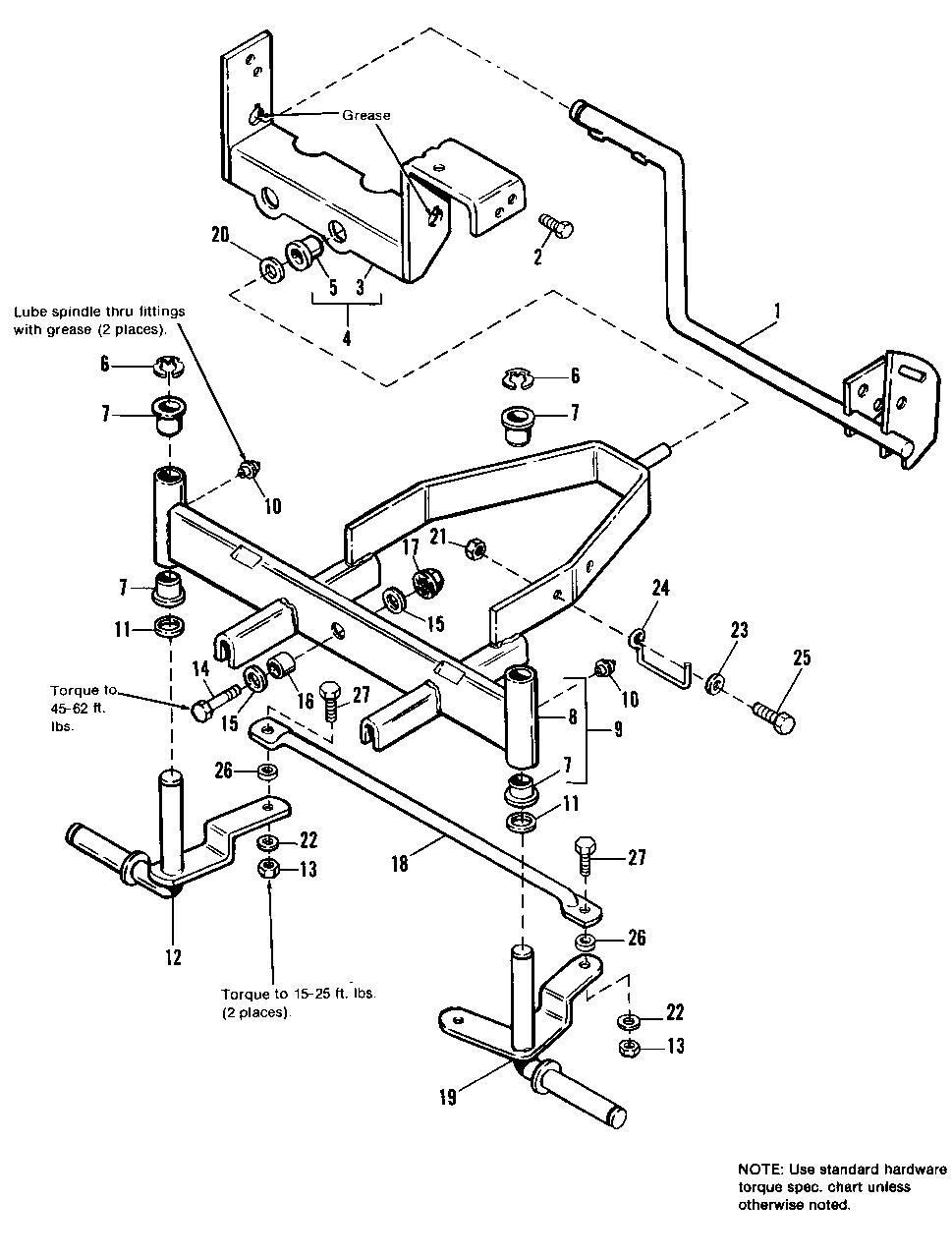 Front Axle Group Diagram and Parts List for 4212H 1691931 Simplicity Lawn Tractor