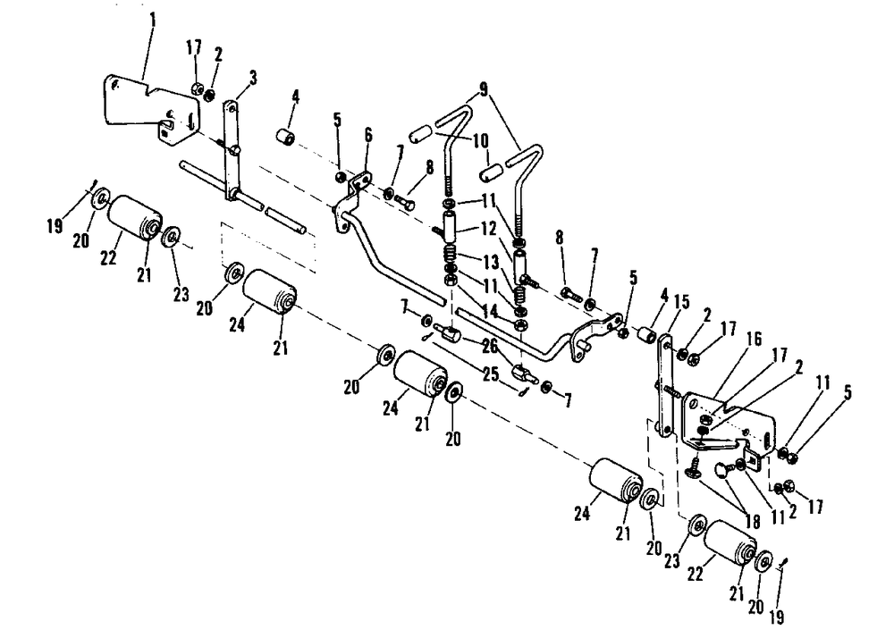 Roller Group Diagram and Parts List for 7010 1690018 Simplicity Lawn Tractor