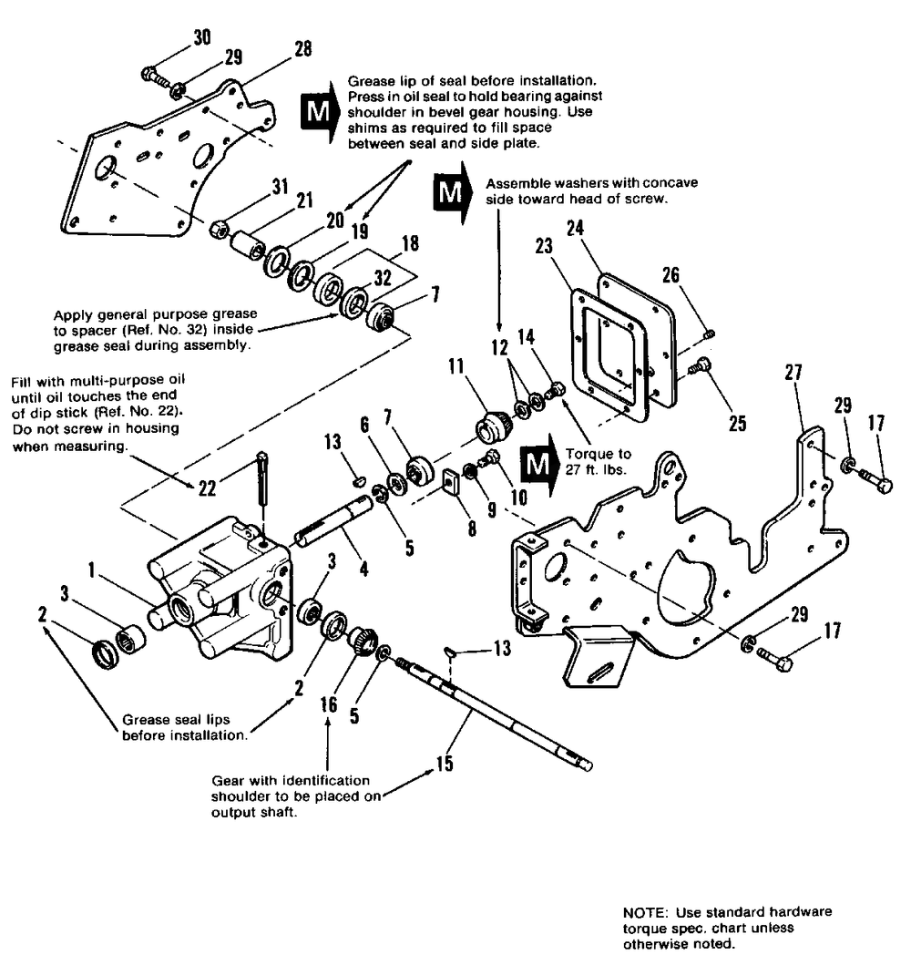 Bevel Gear And Side Plate Group Diagram and Parts List for 7116H 1690489 Simplicity Lawn Tractor