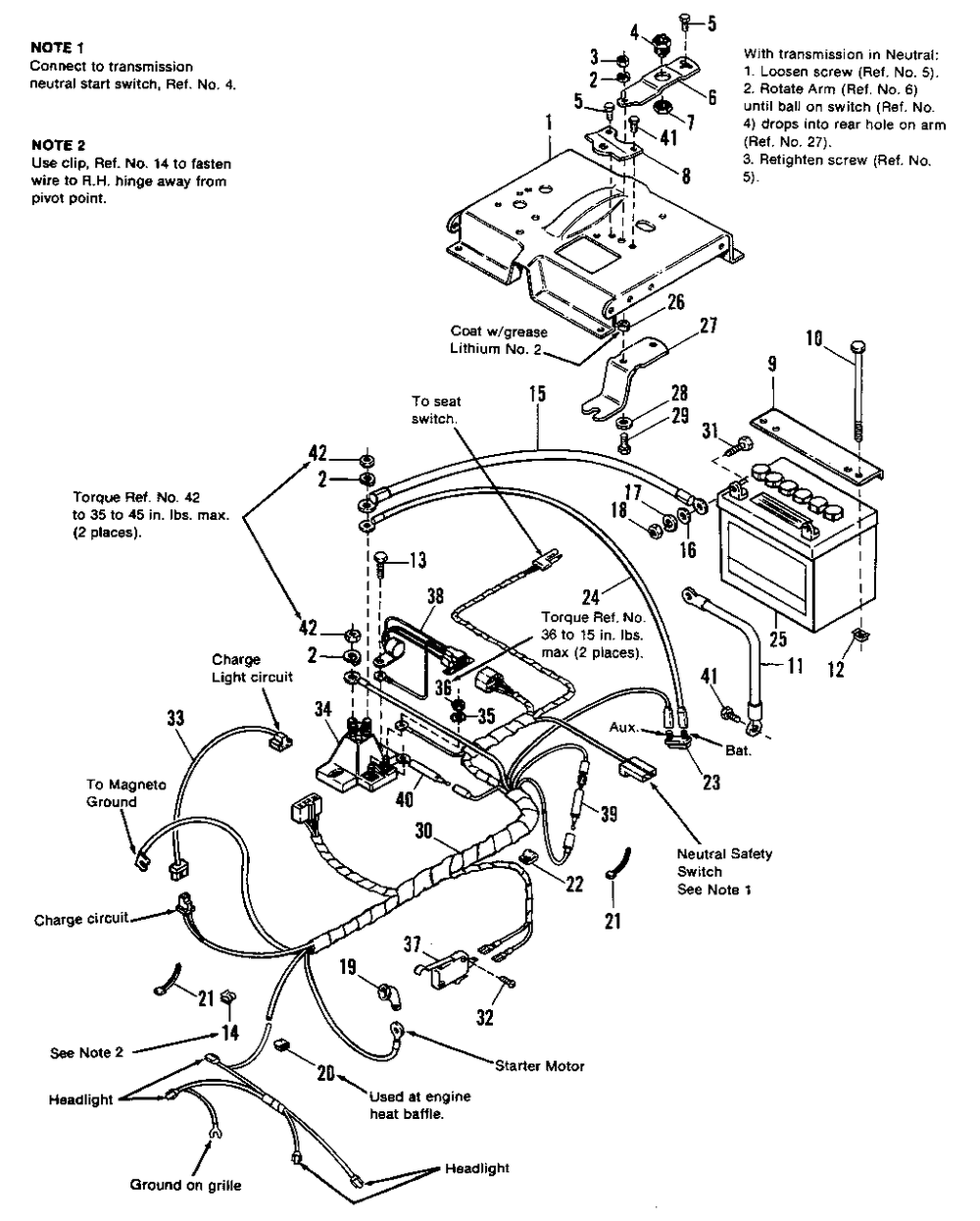 Electrical Group Diagram and Parts List for 6211 1691034 Simplicity Lawn Tractor