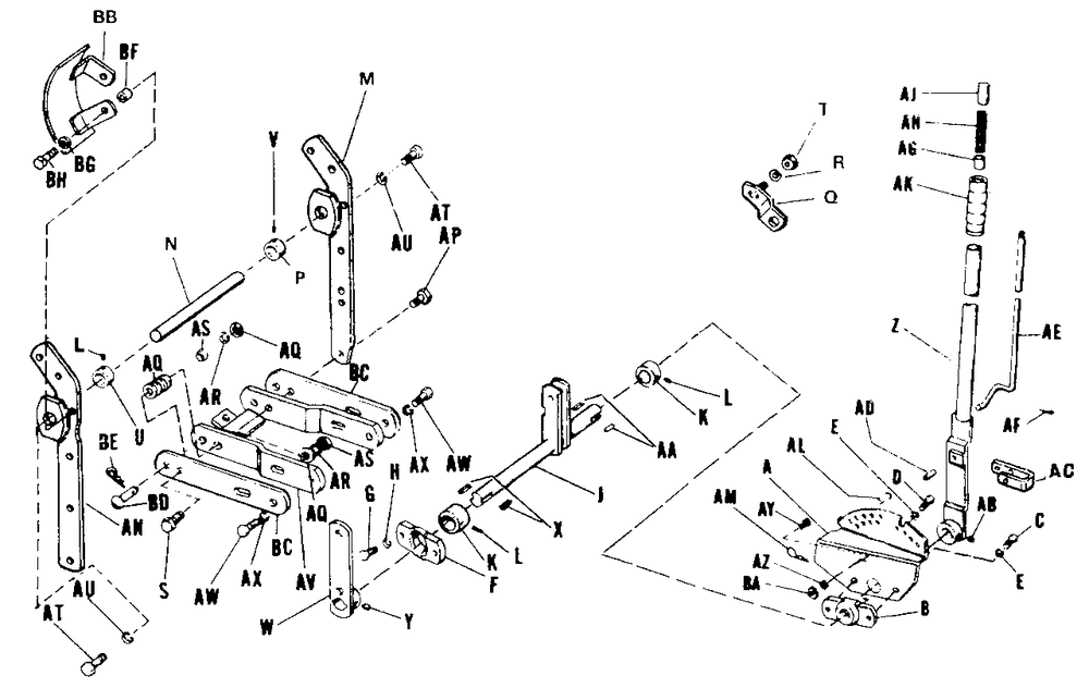 Rear Lift Draw Bar Group Diagram and Parts List for 3212V 990571 Simplicity Lawn Tractor