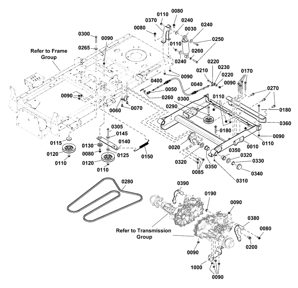 Suspension Group Diagram and Parts List for 2691815-00  Simplicity Lawn Tractor