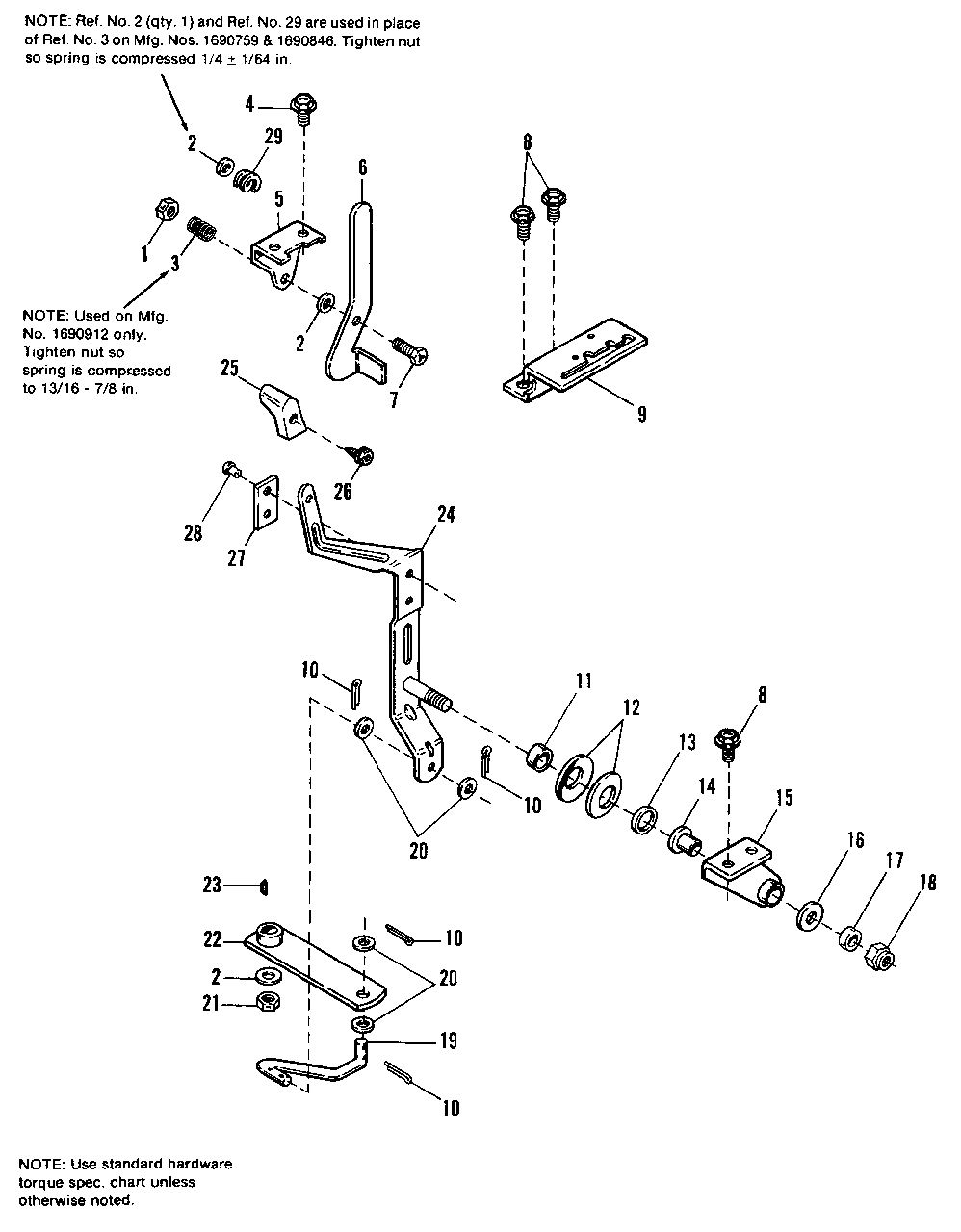Linkage And Control Group - 1690759 S/N 3827 And Below; 1690846 And 1690912 Diagram and Parts List for 4211H 1690913 Simplicity Lawn Tractor