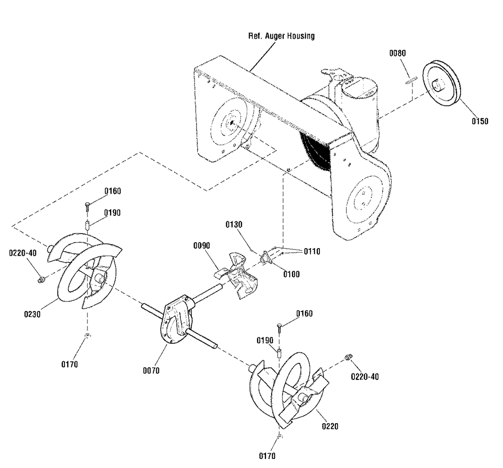 Auger Drive Group Diagram and Parts List for M1227E 1696235-00 Simplicity Snow Blower